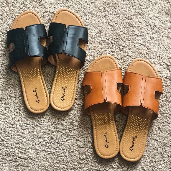 NEW - TAN COLOR - Qupid Slides Sandals Size 8 - Picture 2 of 6